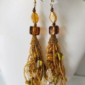 Glass Beads Tassel Earrings.