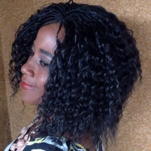Black Handmade Braided Spiral Wig.