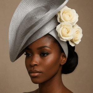 Silver-double Sculptured fascinator